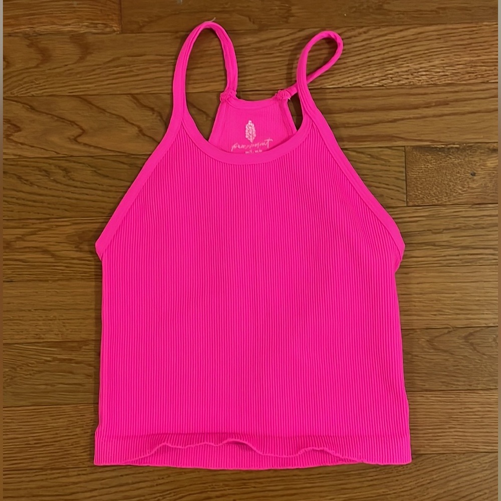 Free People MOVEMENT Happiness Runs Long Crop Tank HOT PINK XS/S M/L NWOT